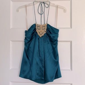 Beautiful satin with gold embroidery top.